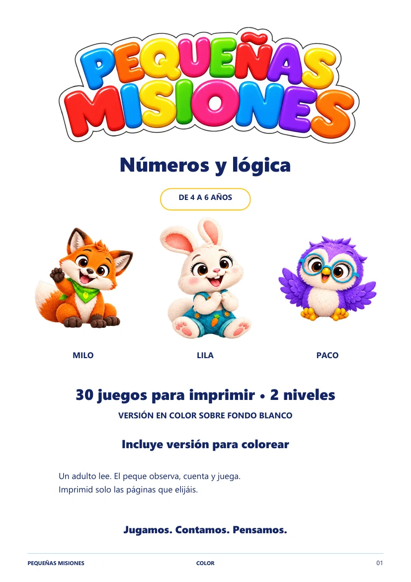 Portada de Números y lógica con los tres animales