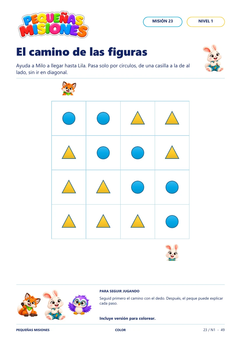 Página 49: seguir los círculos para encontrar el camino